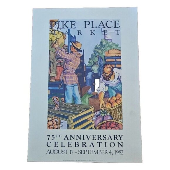 Seattle Pike Place Market Annual Fair Poster 1982 75th Celebration Lithograph - Picture 1 of 13